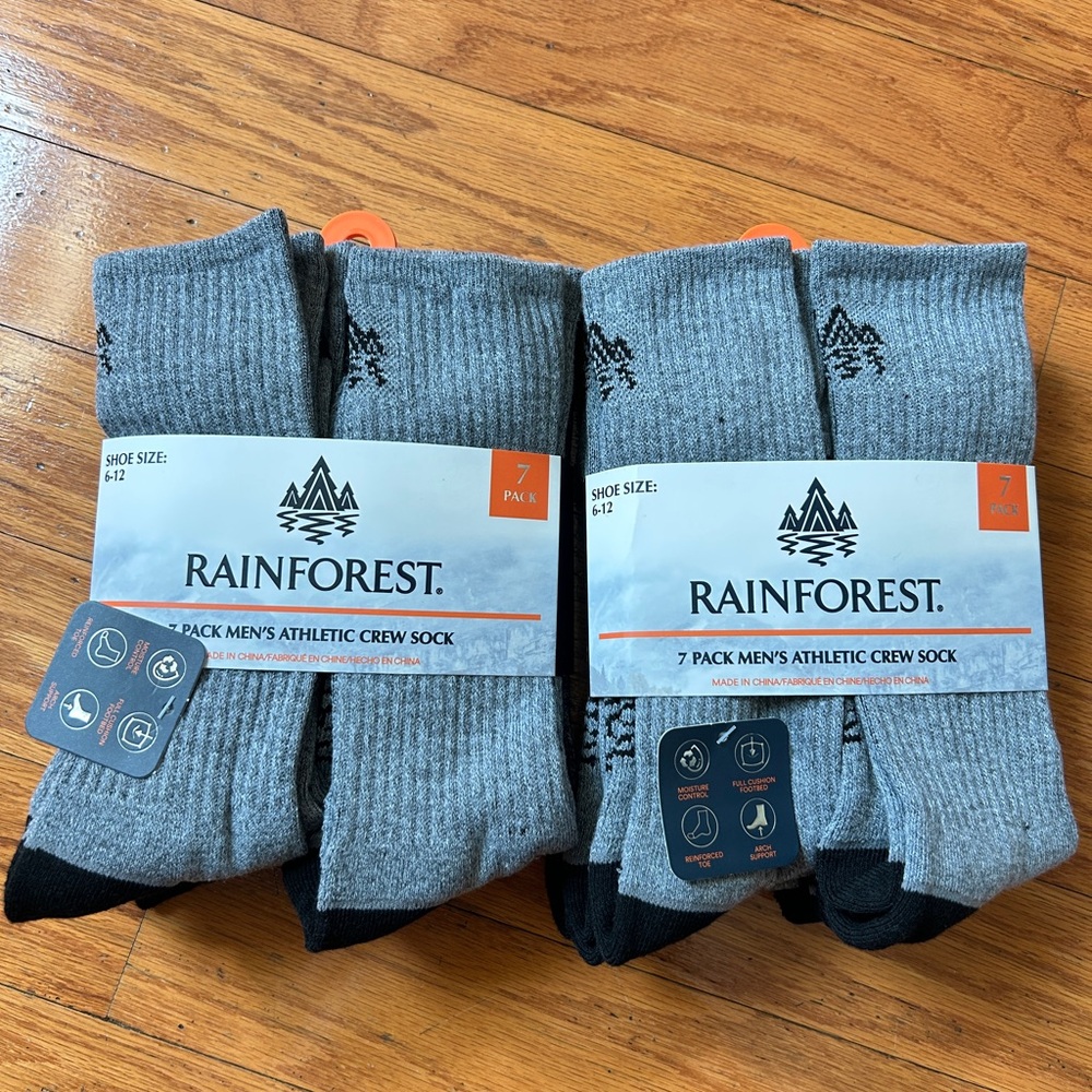 NWT Rainforest men's athletic crew socks 14 pairs